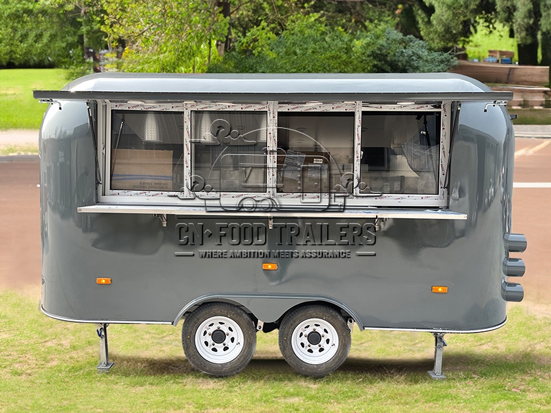 13FT Grey Airstream Food Trailer Street Snack Food Trailer for Sale