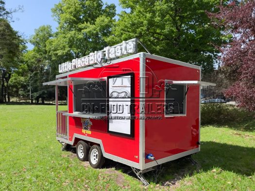 Red Single Window Square Food Trailer with Fence