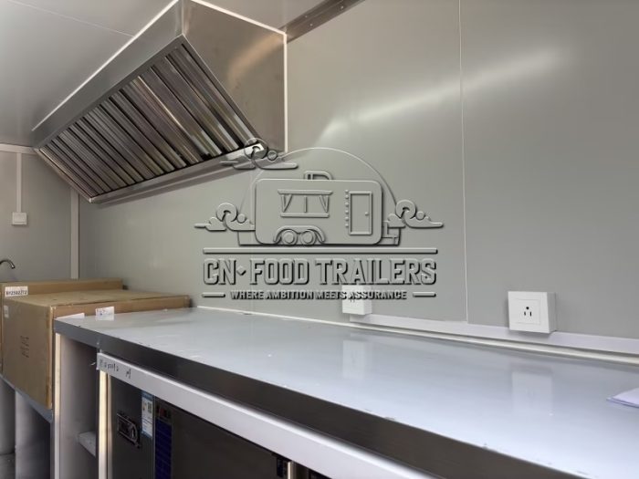 Red Single Window Square Food Trailer with Fence
